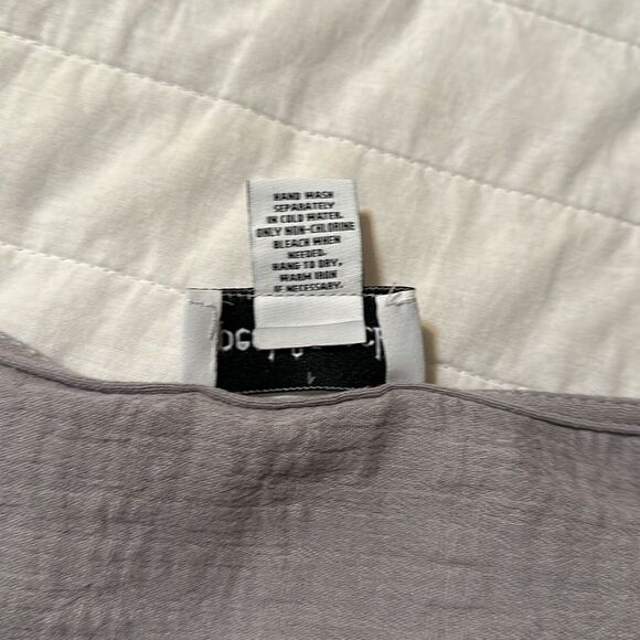 peck&peck XL Crinkle Pearl Gray White Striped Cotton Short Sleeve Top - Picture 9 of 9